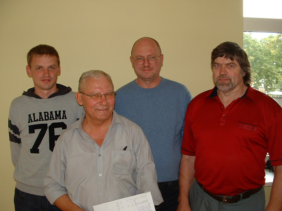 Rusnės turnyro prizininkai: (iš kairės) A. Kybartas (II vieta), V. Deniušas (IV v.), A. Norvaišas (I v.), B. Bagočius (III v.).