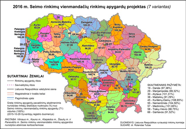 2016 m. Seimo rinkimų vienmandačių rinkimų apygardų projektas.