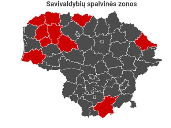 COVID-19 žemėlapis. (Statistikos departamento)